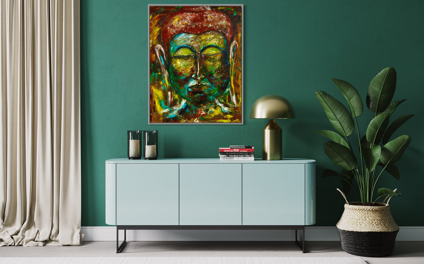 Multicolored Stillness: The Mystic Aura of Buddha's Closed Eyes