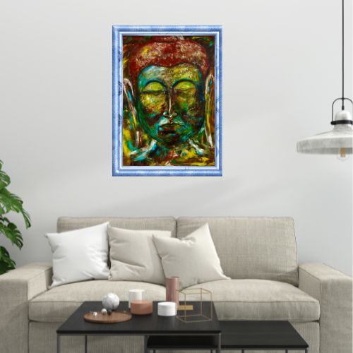 Multicolored Stillness: The Mystic Aura of Buddha's Closed Eyes