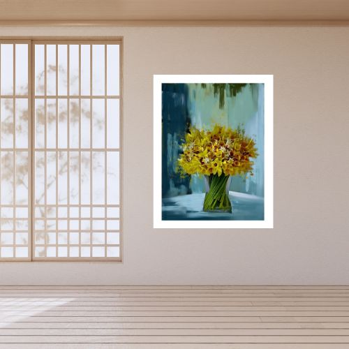 Group of yellow flowers in a vase