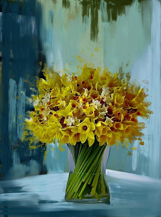 Group of yellow flowers in a vase